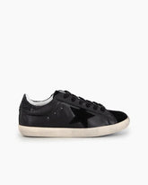Black Nappa Leather Glitter Tab Sneakers Tektoty