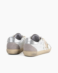 Ice-gray Suede Glitter Tab Sneakers Tektoty