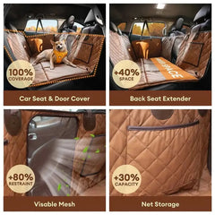 Premium Faux Leather Water-repellent Hammock Dog Car Seat Cover - RideProtector Tektoty