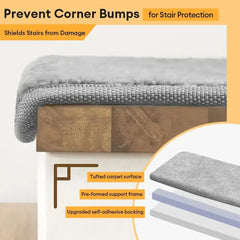 Solid Color Plush Stair Protectors Non-Slip Tape Free Carpet Stair Treads Tektoty