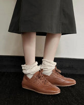 Retro Nappa Leather Lace-Up Flat Sneakers Tektoty