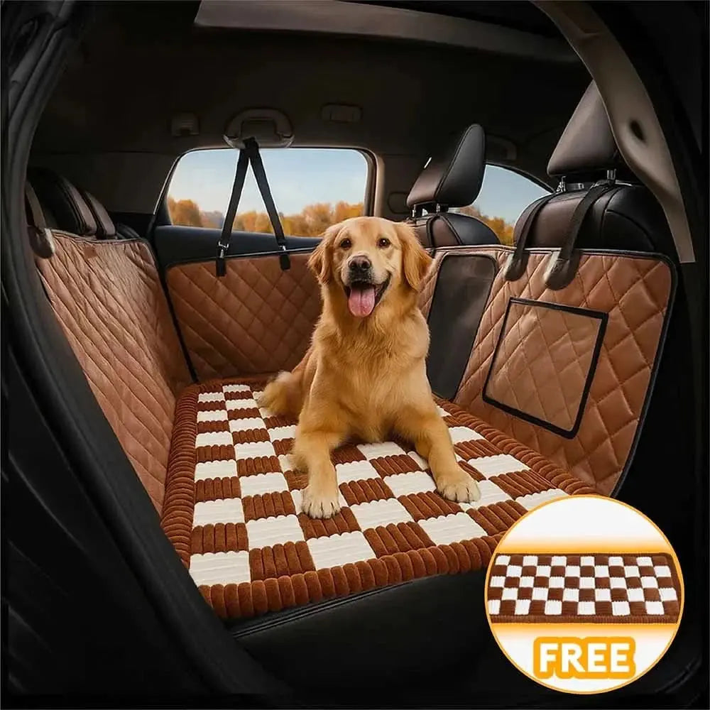 Premium Faux Leather Water-repellent Hammock Dog Car Seat Cover With Mat Tektoty