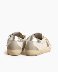 Men's Ice-gray Nappa Leather Sneaker with Gold Glitter Star Tektoty