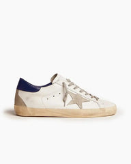 White Nappa Leather Sneakers with Suede Star and Blue Heel Tab Tektoty