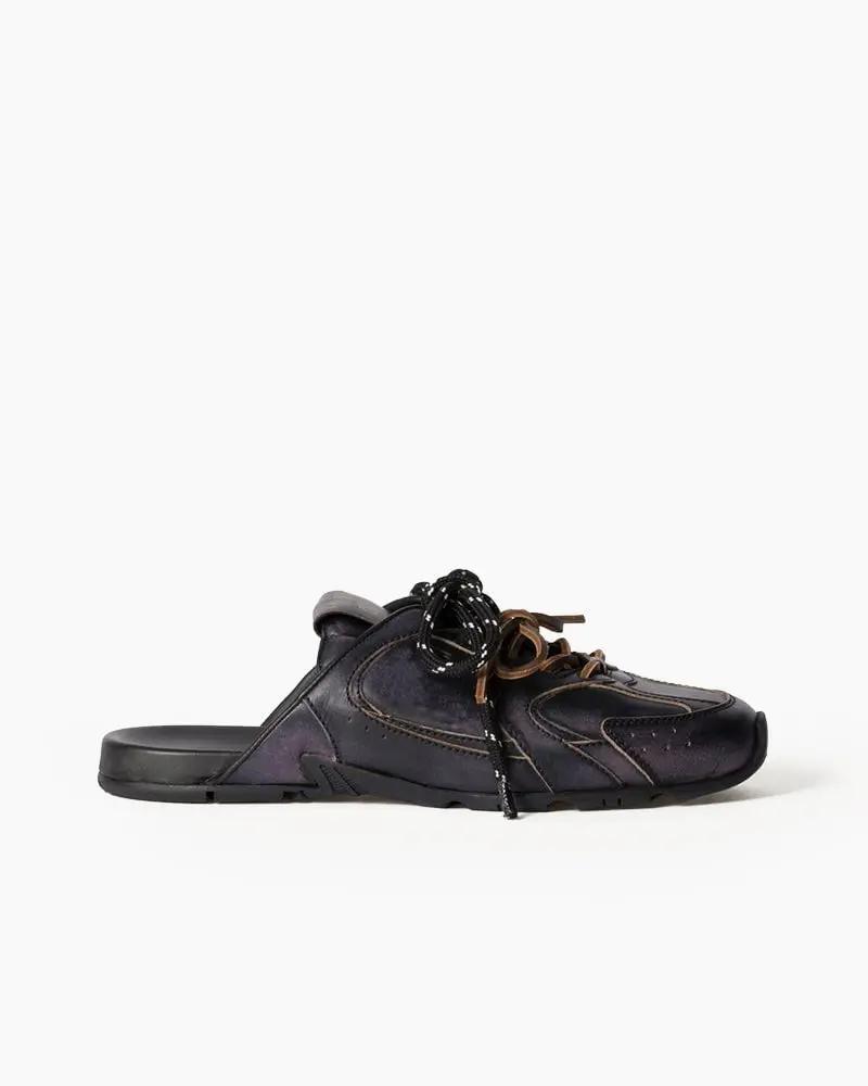 Leather Slip-On Dual-Tone Laces Mule Sneakers Tektoty