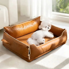 Faux Leather Waterproof Latex Protective Spine Dog Sofa Bed Tektoty
