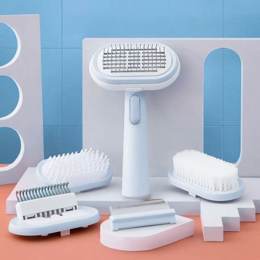 5 IN 1 Dogs & Cats Self-Cleaning Brush Pet Grooming Kit Tektoty