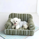 Chenille Striped Jacquard Velvet Dog Sofa Bed for Puppies Tektoty
