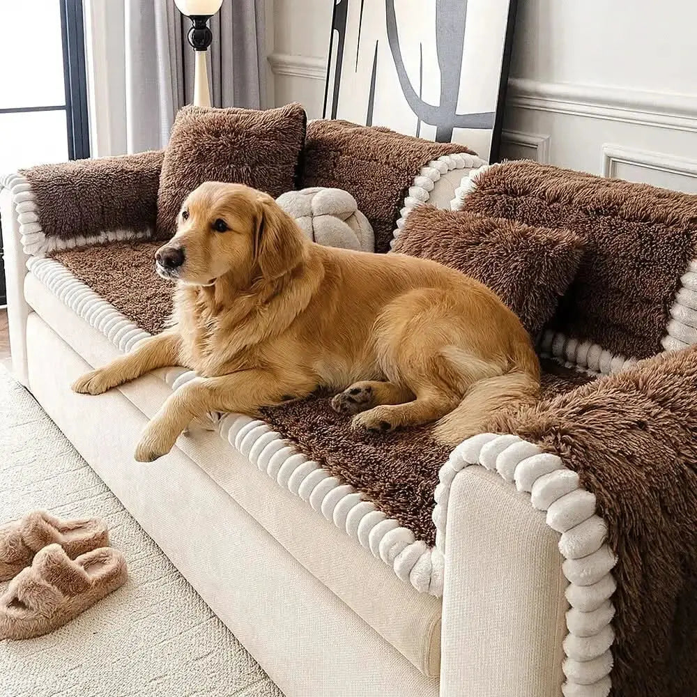 Luxury Fluffy Plush Thickened Comfortable Non-Slip Couch Cover Tektoty