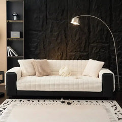 One-Piece Cozy Flannel Sofa Protection Non-Slip Couch Cover Tektoty