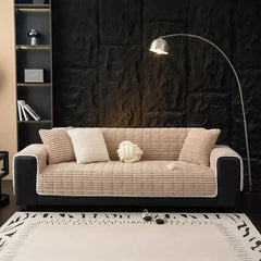 One-Piece Cozy Flannel Sofa Protection Non-Slip Couch Cover Tektoty