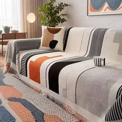 Stripe Art Scratch Resistant Chenille Multifunctional Sofa Protector Couch Cover Tektoty