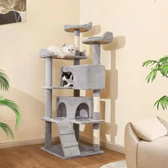 Sturdy Plush Multi-Level Cat Tree Tower with Cozy Condos & Scratching Posts Tektoty