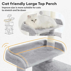 Sturdy Plush Multi-Level Cat Tree Tower with Cozy Condos & Scratching Posts Tektoty