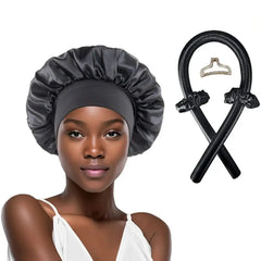 No Heat Hair Curler And Satin Sleeping Cap Set Heatless Hair Curling Headband Hair Claw Clip Hair Rings Soft Sleeping Hat Salon Tektoty