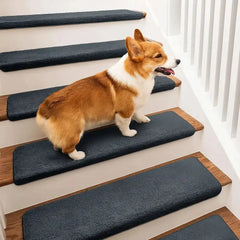 Solid Color Plush Stair Protectors Non-Slip Tape Free Carpet Stair Treads Tektoty