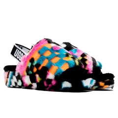 Women's Fluff Yeah Checks Slide - Black/Multi Tektoty