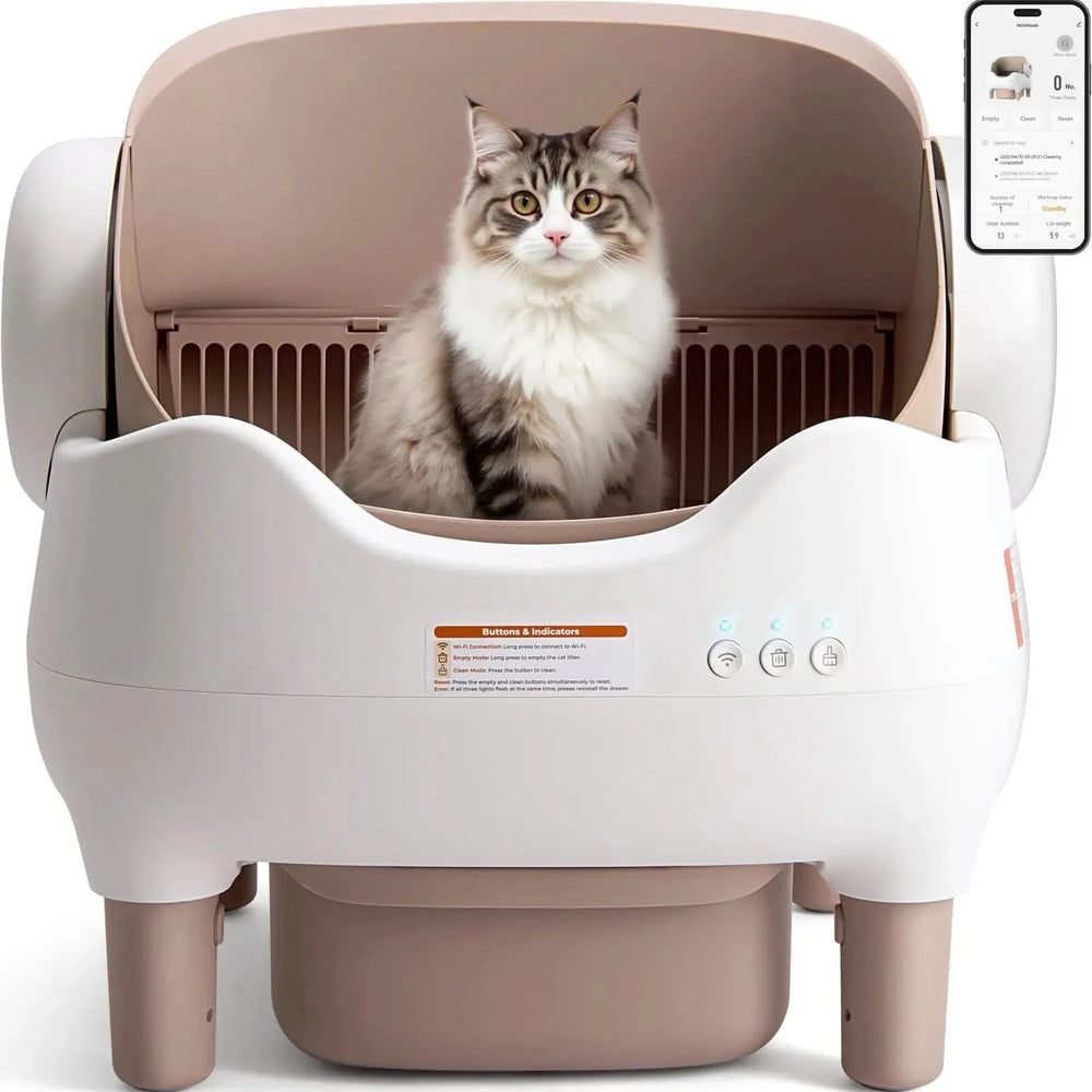 Smart Self-Cleaning Cat Litter Box with App Control – Automatic Odor-Free Litter Solution for Multiple Cats Tektoty