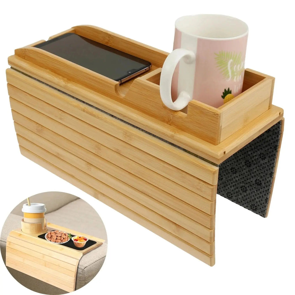 Bamboo Sofa Cup Holder Tray Tektoty