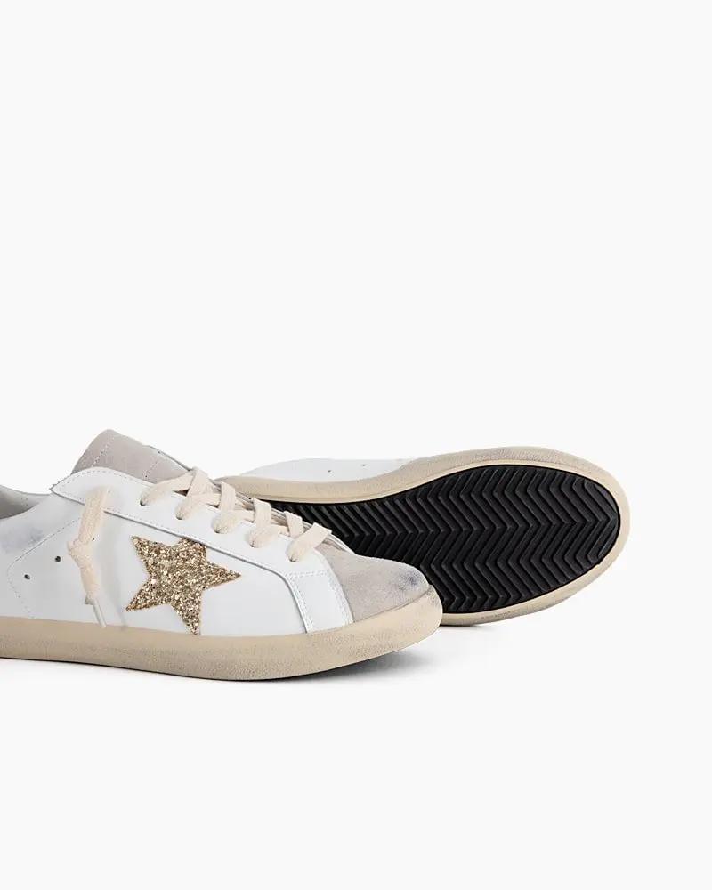 Ice-gray Suede Glitter Tab Sneakers Tektoty