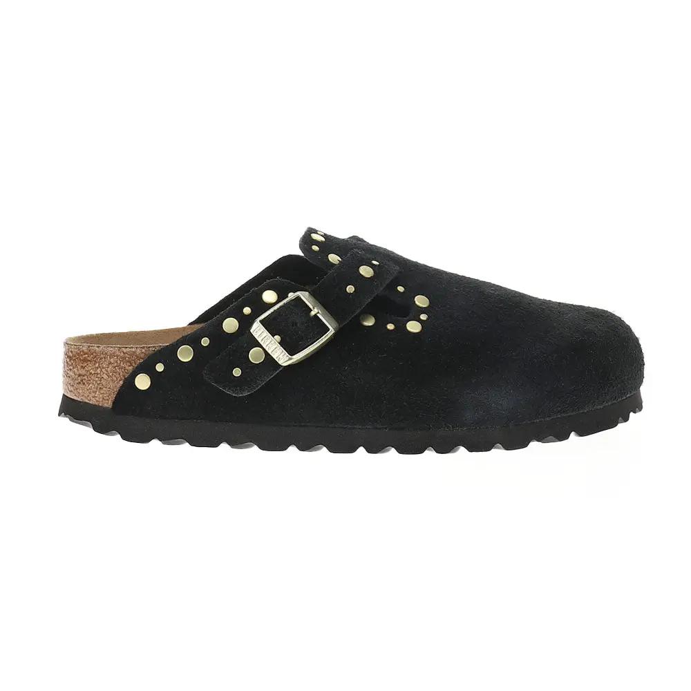 Boston Rivets Suede Leather Studded Mule Clogs Tektoty