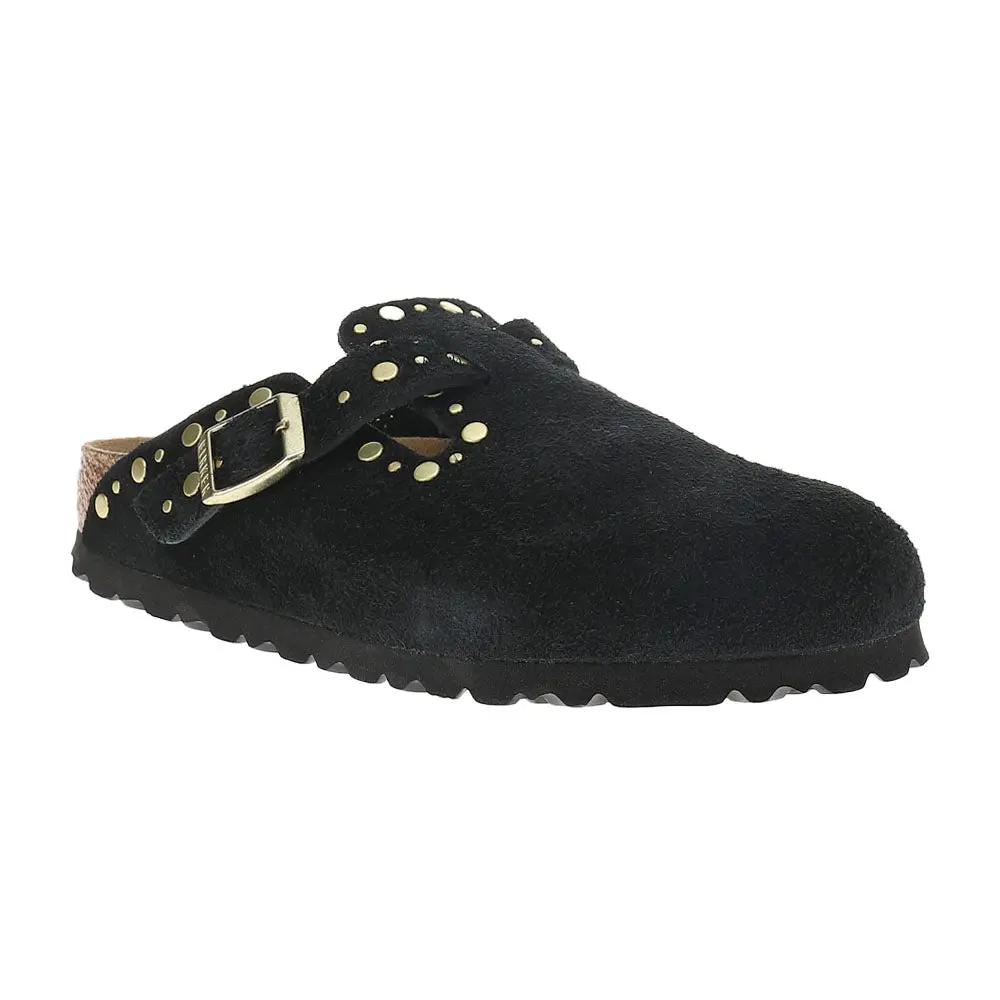 Boston Rivets Suede Leather Studded Mule Clogs Tektoty