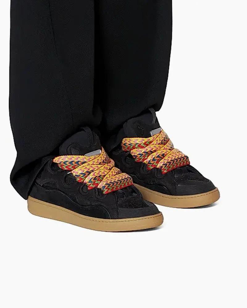 Curb Sneakers with Oversized Multicolor Laces Tektoty