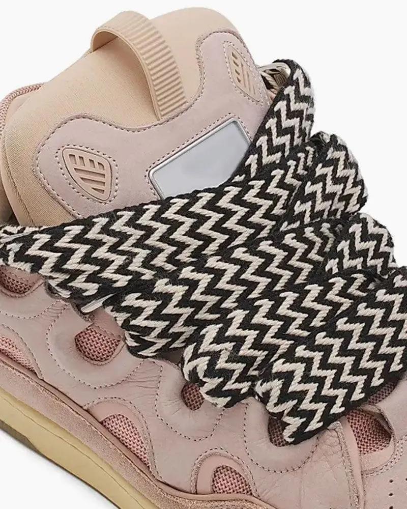 Curb Sneakers with Oversized Multicolor Laces Tektoty