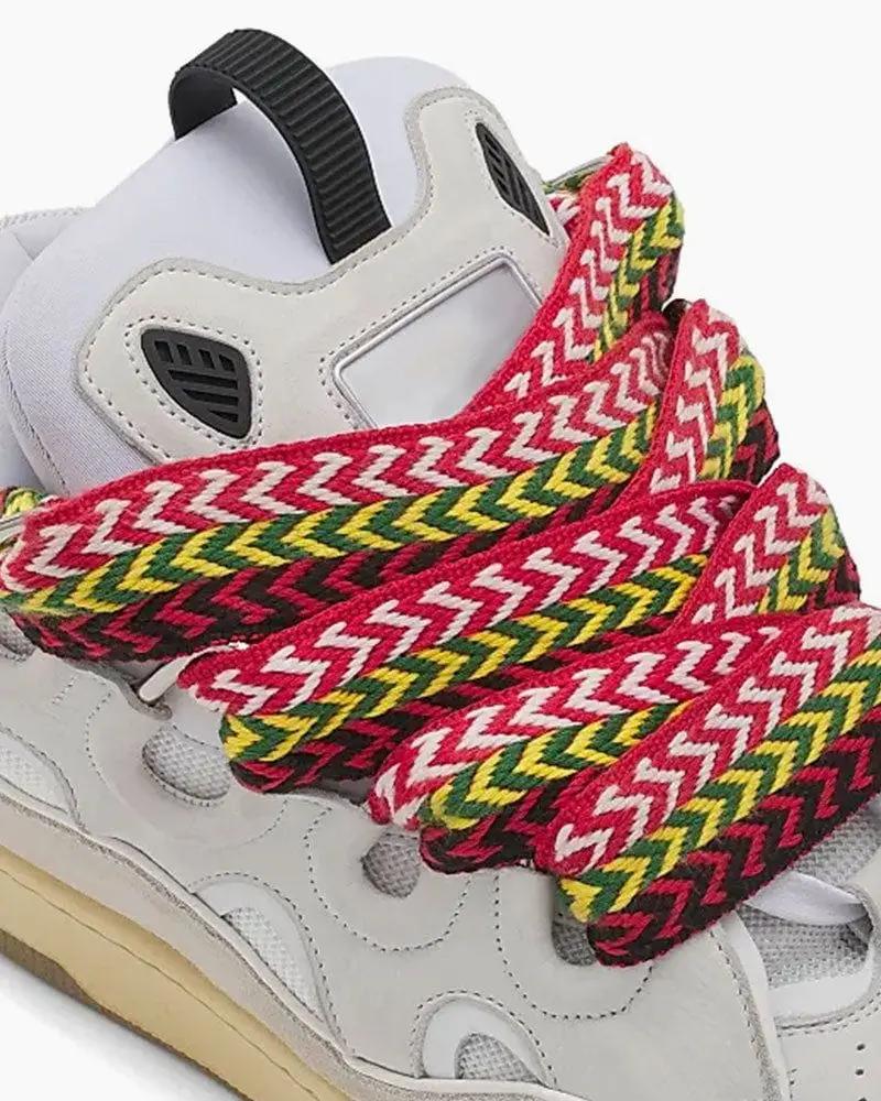 Curb Sneakers with Oversized Multicolor Laces Tektoty