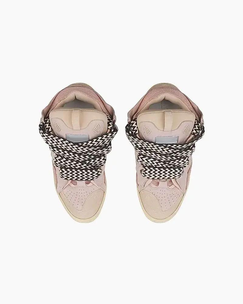 Curb Sneakers with Oversized Multicolor Laces Tektoty