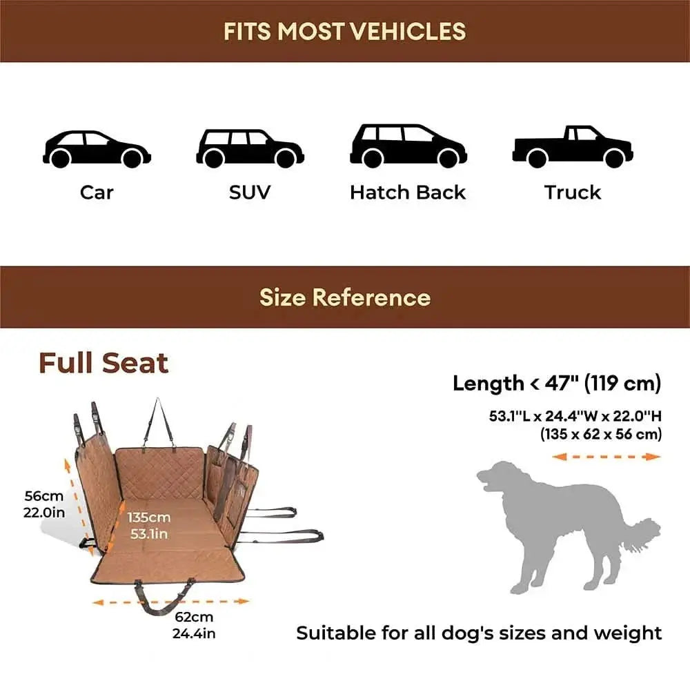 Premium Faux Leather Water-repellent Hammock Dog Car Seat Cover With Mat Tektoty