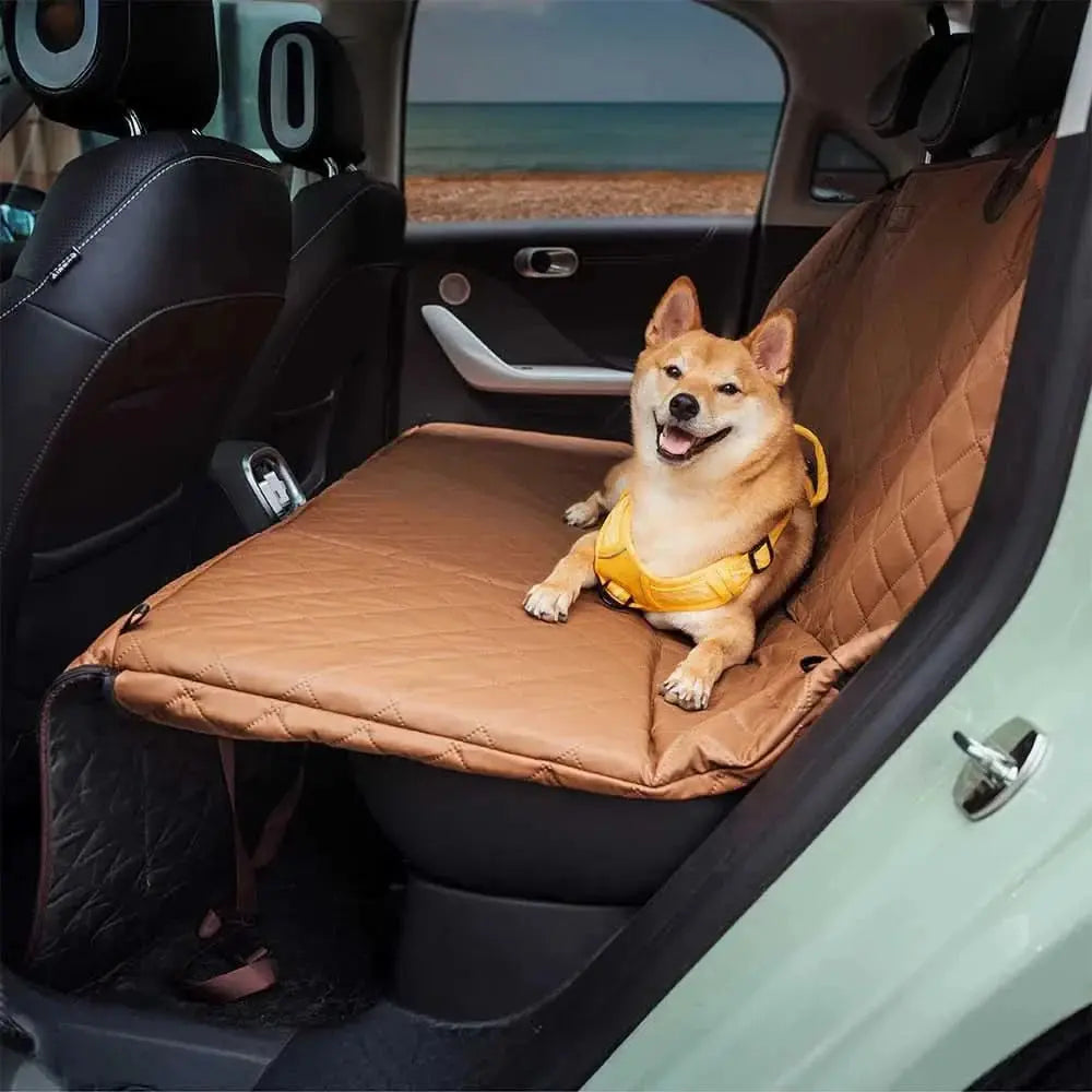 Premium Faux Leather Water-repellent Hammock Dog Car Seat Cover With Mat Tektoty