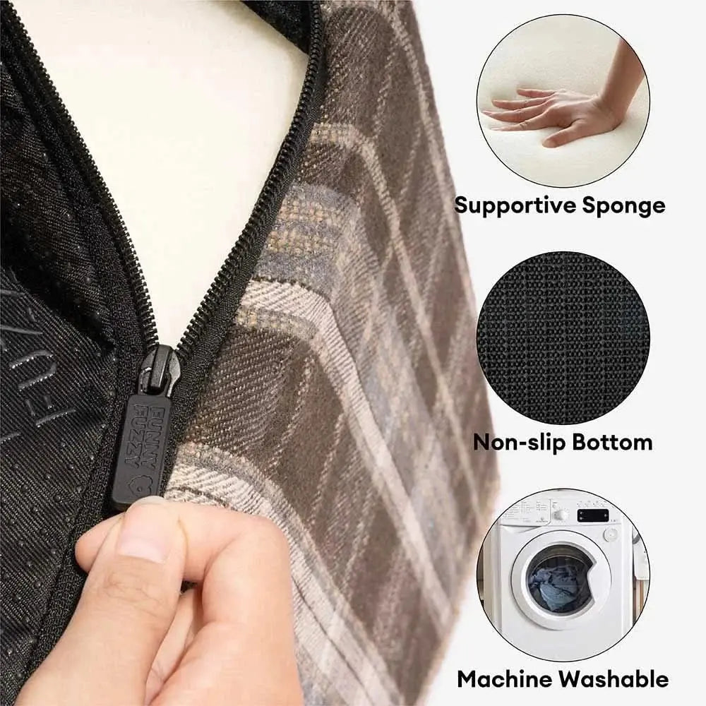 Plush Plaid High-Density Sponge Removable Pet Ramp Stairs - ComfyClimb Tektoty