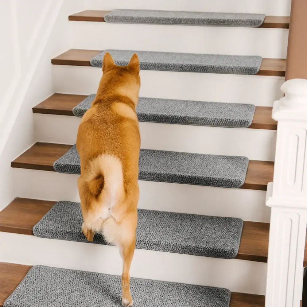 Anti-scratch Faux Sisal Stair Protectors Tape Free Washable Carpet Stair Treads Tektoty
