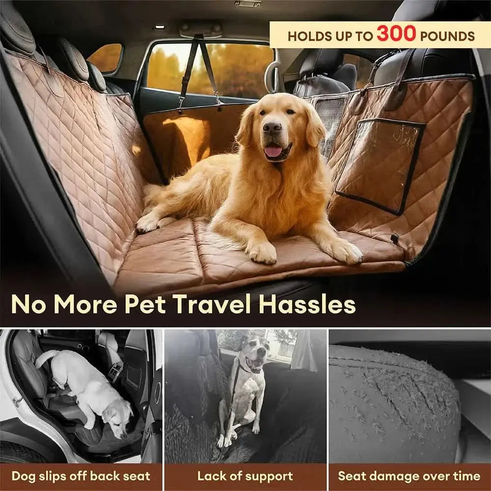 Premium Faux Leather Water-repellent Hammock Dog Car Seat Cover - RideProtector Tektoty