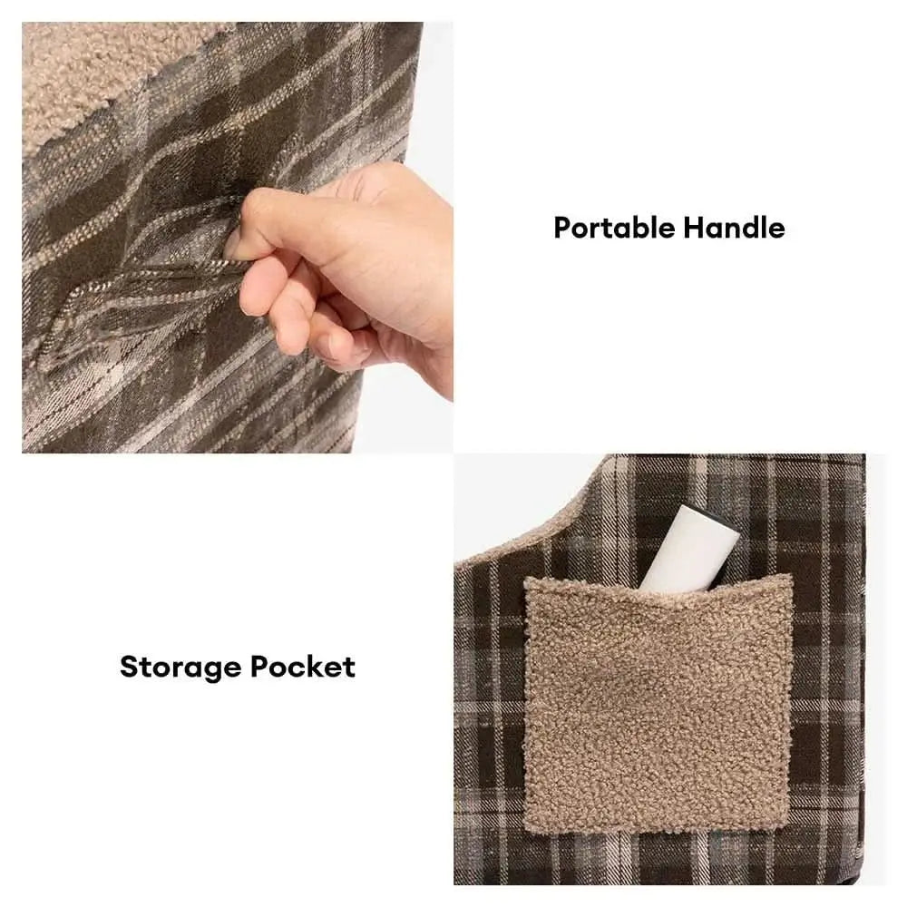 Plush Plaid High-Density Sponge Removable Pet Ramp Stairs - ComfyClimb Tektoty