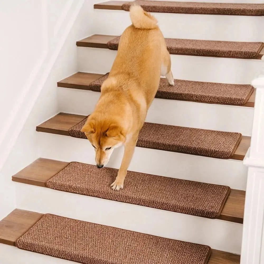 Anti-scratch Faux Sisal Stair Protectors Tape Free Washable Carpet Stair Treads Tektoty