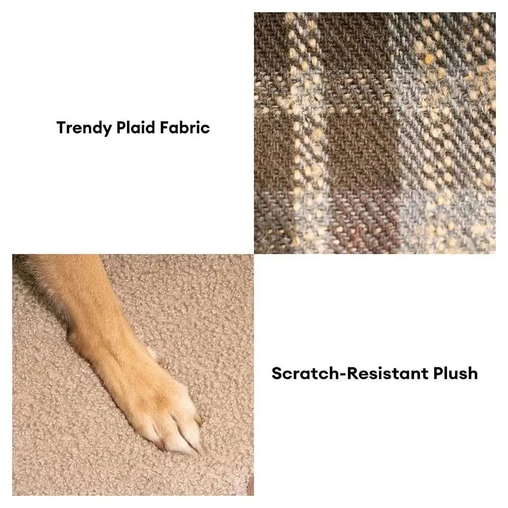 Plush Plaid High-Density Sponge Removable Pet Ramp Stairs - ComfyClimb Tektoty