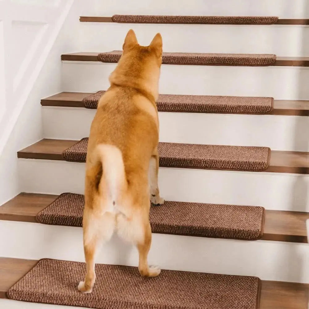 Anti-scratch Faux Sisal Stair Protectors Tape Free Washable Carpet Stair Treads Tektoty