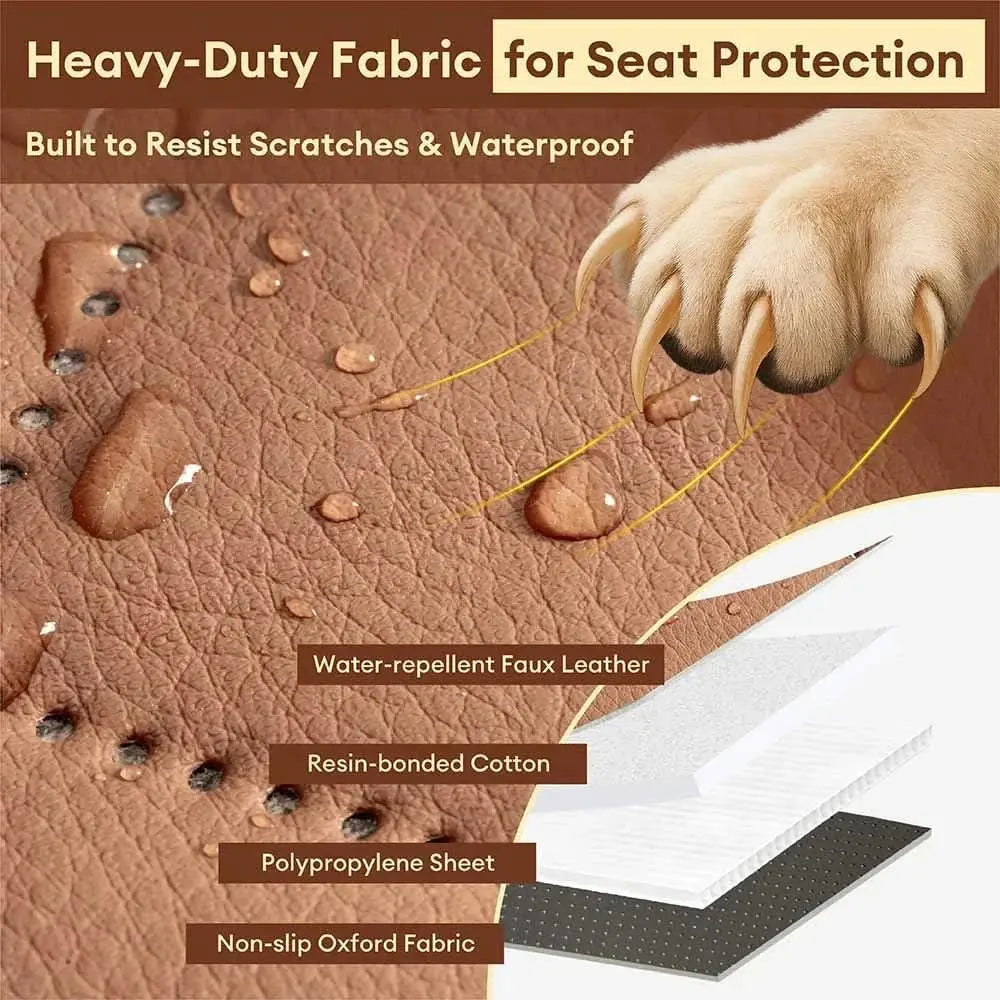 Premium Faux Leather Water-repellent Hammock Dog Car Seat Cover - RideProtector Tektoty