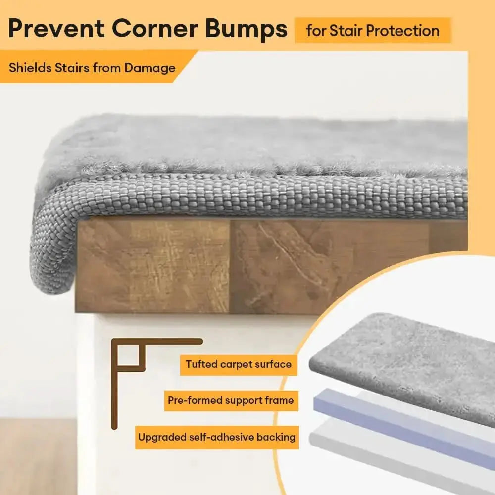 Solid Color Plush Stair Protectors Non-Slip Tape Free Carpet Stair Treads Tektoty