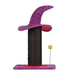 Wizard Hat Cat Scratching Post With Spring Ball Toy For Indoor Cats, Halloween Spooky Cat Scratcher, Purple Tektoty