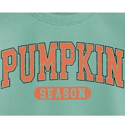 Pumpkin Season Sweatshirt Women Fall Crewneck Halloween Shirt Vintage Graphic Long Sleeve Thanksgiving Pullover Top|B0FDL53XMB