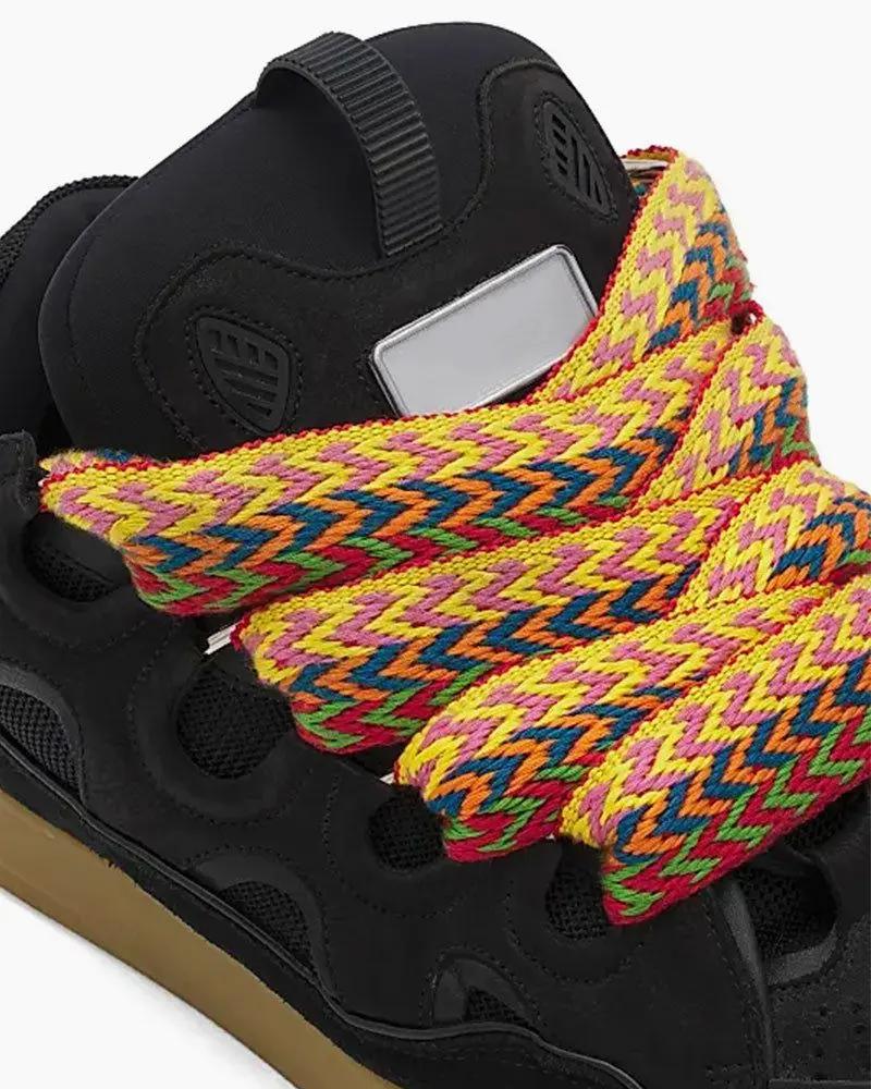 Curb Sneakers with Oversized Multicolor Laces Tektoty