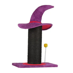Wizard Hat Cat Scratching Post With Spring Ball Toy For Indoor Cats, Halloween Spooky Cat Scratcher, Purple Tektoty
