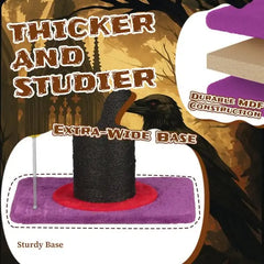 Wizard Hat Cat Scratching Post With Spring Ball Toy For Indoor Cats, Halloween Spooky Cat Scratcher, Purple Tektoty