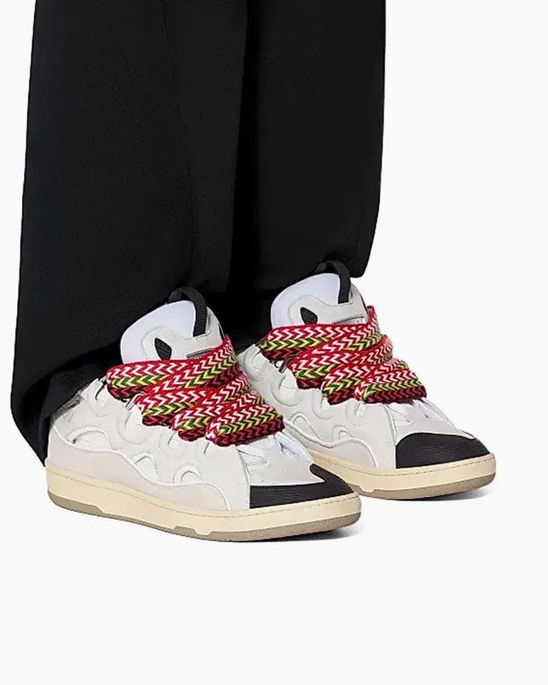 Curb Sneakers with Oversized Multicolor Laces Tektoty