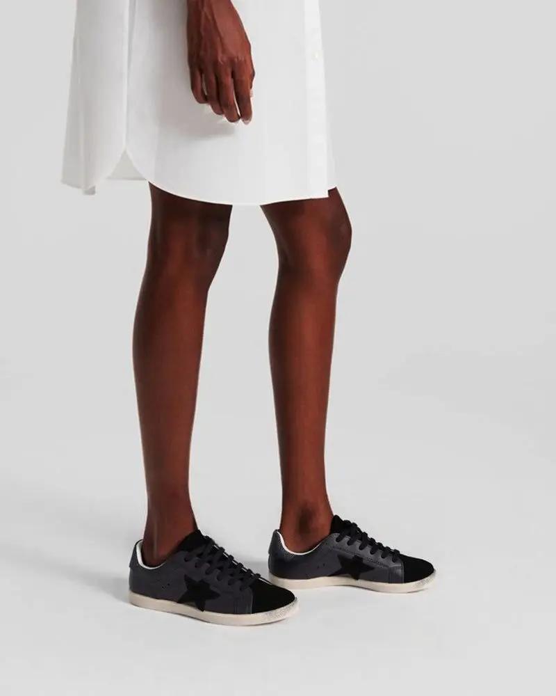 Black Nappa Leather Glitter Tab Sneakers Tektoty