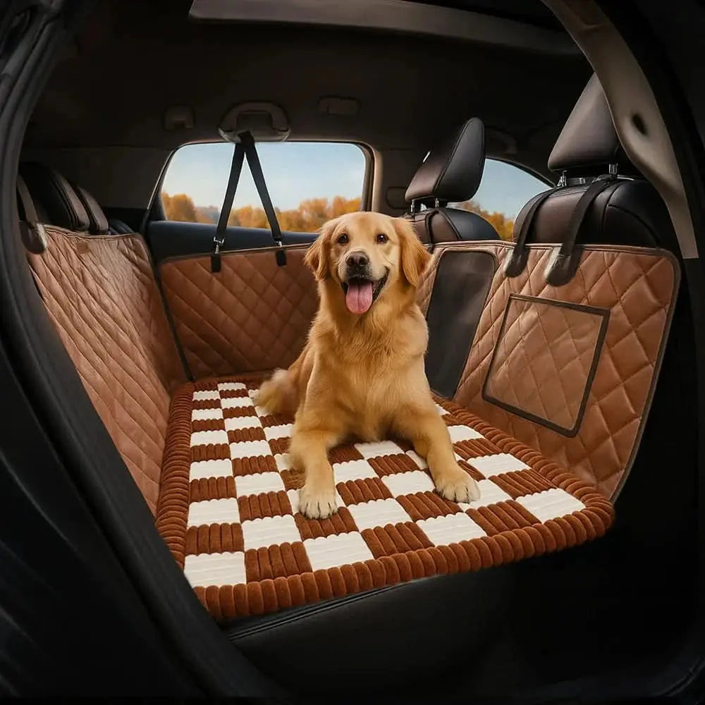 Premium Faux Leather Water-repellent Hammock Dog Car Seat Cover - RideProtector Tektoty