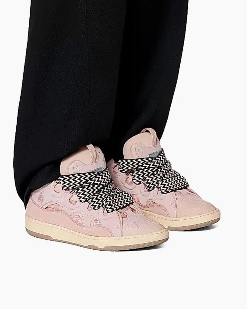 Curb Sneakers with Oversized Multicolor Laces Tektoty